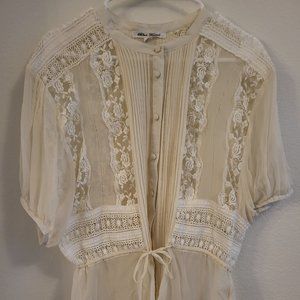 100% Silk Cream Colored Lace Blouse